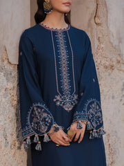 WINTER-3PC DHANAK EMBROIDERED SHIRT WITH COURTRAI PRINTED SHAWL & TROUSER-4350