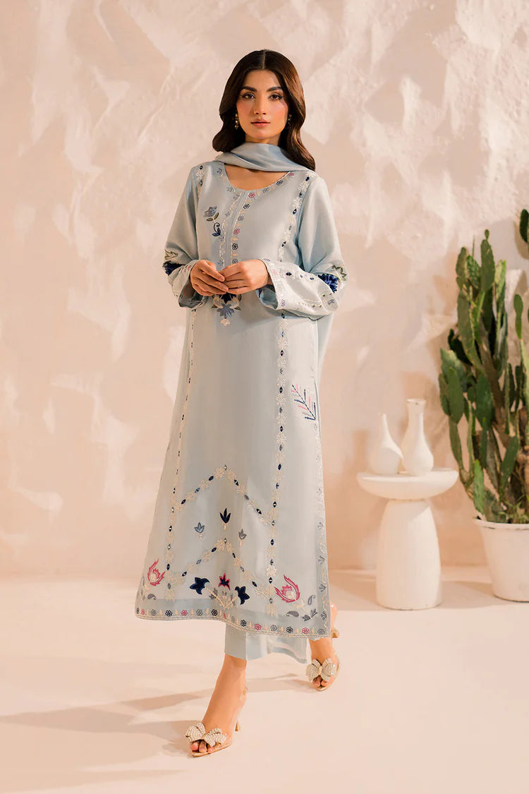 SUMMER-3PC LAWN EMBROIDERED SHIRT WITH BAMBER CHIFFON DUPATTA AND TROUSER-4654