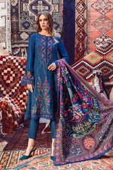 WINTER-3PC DHANAK EMBROIDERED SHIRT WITH COUTURE PRINT SHAWL AND TROUSER-4075