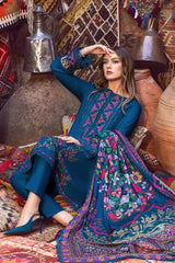 WINTER-3PC DHANAK EMBROIDERED SHIRT WITH COUTURE PRINT SHAWL AND TROUSER-4075