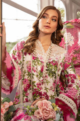 SUMMER-3PC LAWN PRINTED EMB SHIRT WITH CHIFFON PRINT DUPATTA AND PRINT TROUSER-2529