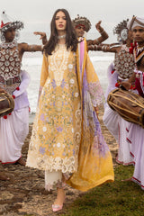 WINTER-3PC DHANAK CHIKAN EMBROIDERED SHIRT WITH COURTRAI PRINTED SHAWL & EMB TROUSER-4088
