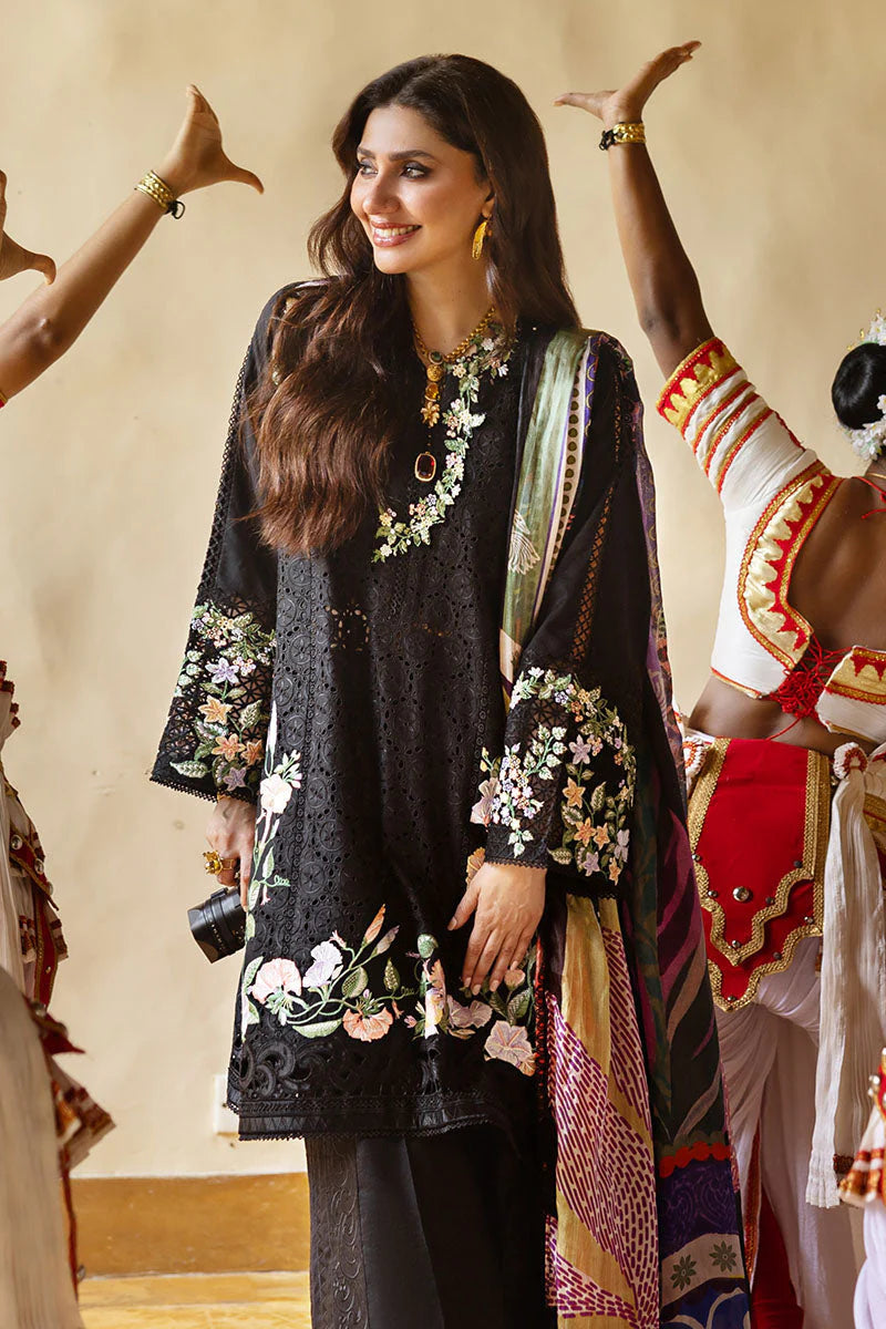 SUMMER-3PC LAWN EMBROIDERED SHIRT WITH MONARK PRINT DUAPATTA AND TROUSER-3719