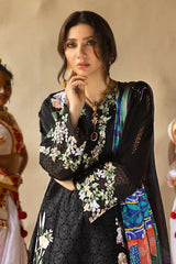 SUMMER-3PC LAWN EMBROIDERED SHIRT WITH MONARK PRINT DUAPATTA AND TROUSER-3719