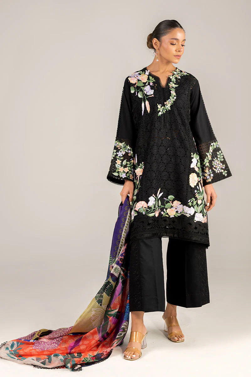 SUMMER-3PC LAWN EMBROIDERED SHIRT WITH MONARK PRINT DUAPATTA AND TROUSER-3719
