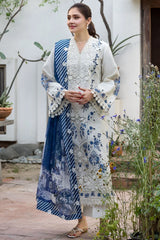WINTER-3PC DHANAK LASERWORK EMBROIDERED SHIRT WITH WOOL PRINTED SHAWL AND TROUSER-5198
