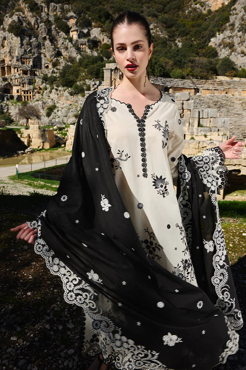 SUMMER-3PC LAWN EMBROIDERED SHIRT WITH CHIFFON EMBROIDERED DUPATTA AND EMB TROUSER-3714