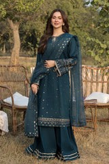 SUMMER-3PC LAWN EMBROIDERED SHIRT WITH ORGANZA EMBROIDERED DUPATTA AND TROUSER -4781