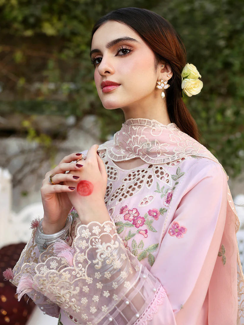 SUMMER-3PC LAWN EMBROIDERED SHIRT WITH MONARK EMBROIDERED DUAPATTA AND TROUSER-3716