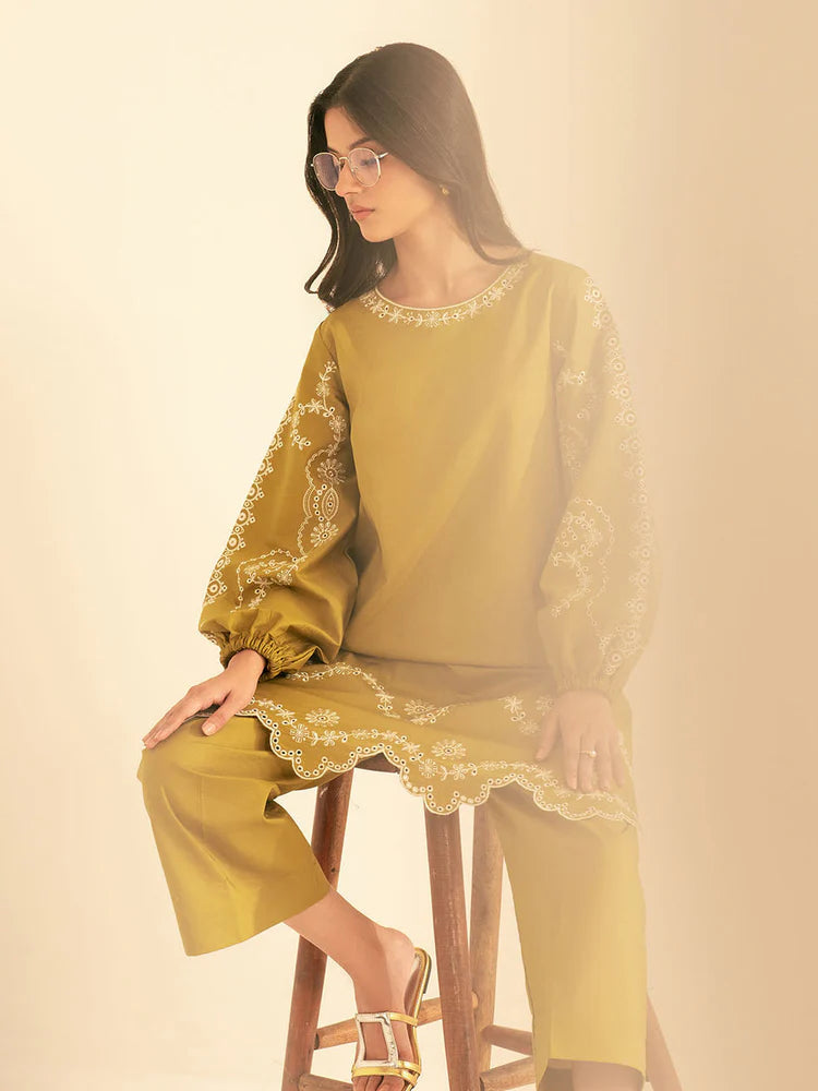 WINTER-2PC DHANAK EMBROIDRED SHIRT WITH DHANAK EMBROIDRED SLEEVES-122