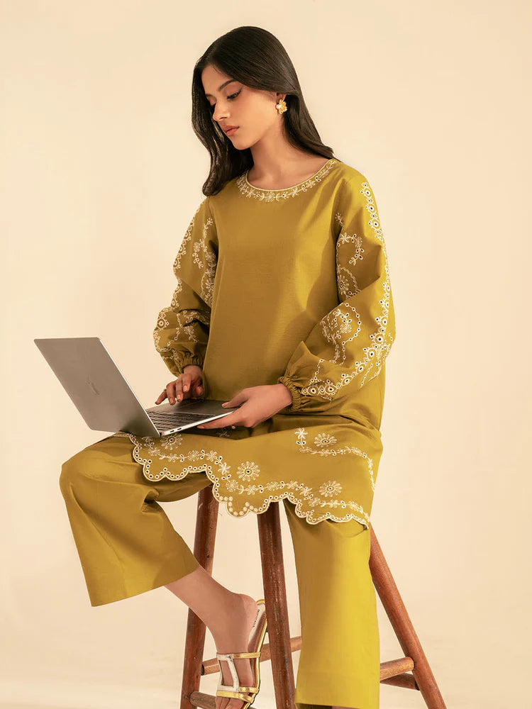 WINTER-2PC DHANAK EMBROIDRED SHIRT WITH DHANAK EMBROIDRED SLEEVES-122
