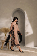 WINTER-3PC DHANAK EMBROIDERED SHIRT WITH CHIFFON TYE&DYE DUPATTA AND TROUSER-5006