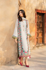 WINTER-3PC RAW SILK EMBROIDERED SHIRT WITH CHIFFON TYE&DYE DUPATTA AND TROUSER-5150