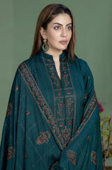 WINTER-3PC DHANANK EMBROIDERED SHIRT WITH DHANAK EMBROIDERED SHAWL AND TROUSER-4256