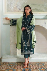 WINTER-3PC DHANAK EMBROIDERED SHIRT WITH DHANAK EMBROIDERED SHAWL & TROUSER-4154