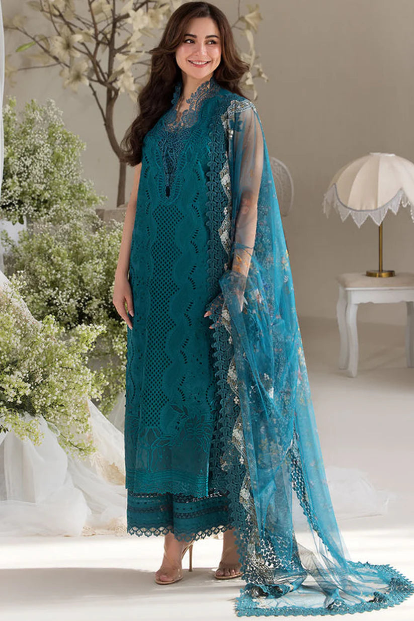 WINTER-3PC DHANAK CHIKAN EMBROIDERED SHIRT WITH COURTRAI PRINTED SHAWL AND TROUSER-4096