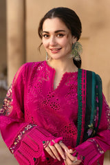 WINTER-3PC DHANAK CHIKANKAARI EMBROIDERED SHIRT WITH WOOL PRINTED SHAWL AND TROUSER-5134