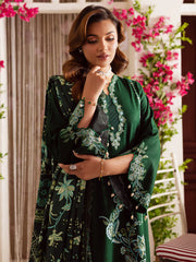 WINTER-3PC DHANAK EMBROIDERED SHIRT WITH COURTRAI PRINTED SHAWL & TROUSER-4327