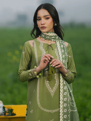 SUMMER-3PC LAWN EMBROIDERED SHIRT WITH CHIFFON PRINTED DUPATTA AND TROUSER-4509
