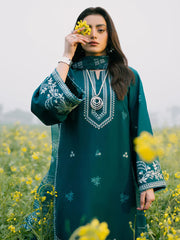 WINTER-3PC DHANAK EMBROIDERED SHIRT WITH COURTRAI PRINTED SHAWL AND TROUSER-4107
