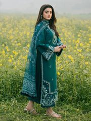 WINTER-3PC DHANAK EMBROIDERED SHIRT WITH COURTRAI PRINTED SHAWL AND TROUSER-4107