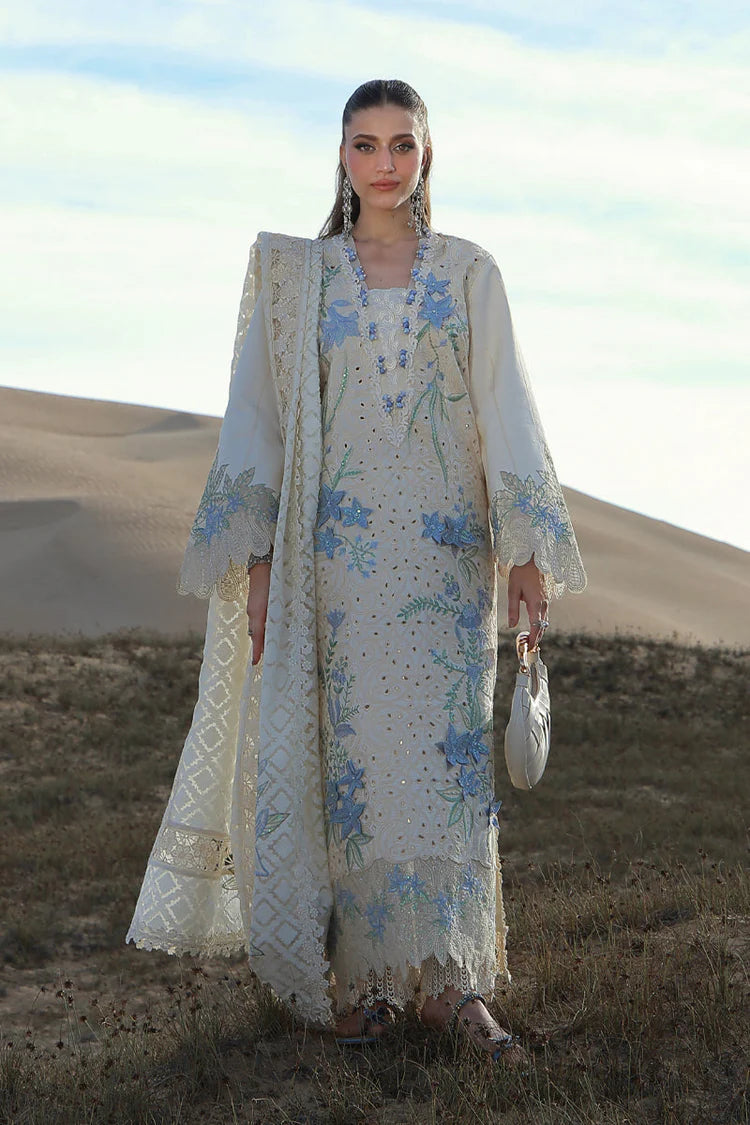 SUMMER-3PC LAWN CHIKANKAARI EMBROIDERED SHIRT WITH KHADDI NET EMBROIDERED DUPATTA AND TROUSER-4798