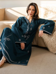WINTER-2PIECE DHANAK EMBROIDERED SHIRT WITH DHANAK EMB TROUSER-15083