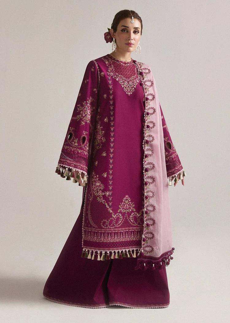 WINTER-3PC DHANAK EMBROIDERED SHIRT WITH CHIFFON EMBROIDERED DUPATTA AND TROUSER-5179