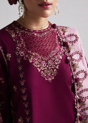 WINTER-3PC DHANAK EMBROIDERED SHIRT WITH CHIFFON EMBROIDERED DUPATTA AND TROUSER-5179
