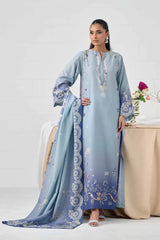 WINTER-3PC-SHAMOZE SILK PRINTED SHIRT SILK PRINTED DUPATTA AND SILK TROUSER-9009
