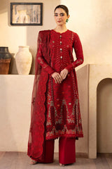 SUMMER-3PC LAWN EMBROIDERED SHIRT WITH KHADDI NET EMBROIDERED DUPATTA AND TROUSER-4709