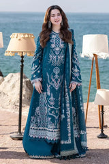 WINTER-3PC DHANAK EMBROIDERED SHIRT WITH DHANAK EMBROIDERED SHAWL AND TROUSER-4021