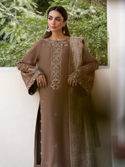 WINTER-3PC DHANAK EMBROIDERED SHIRT WITH COURTRAI PRINTED SHAWL & TROUSER-4388