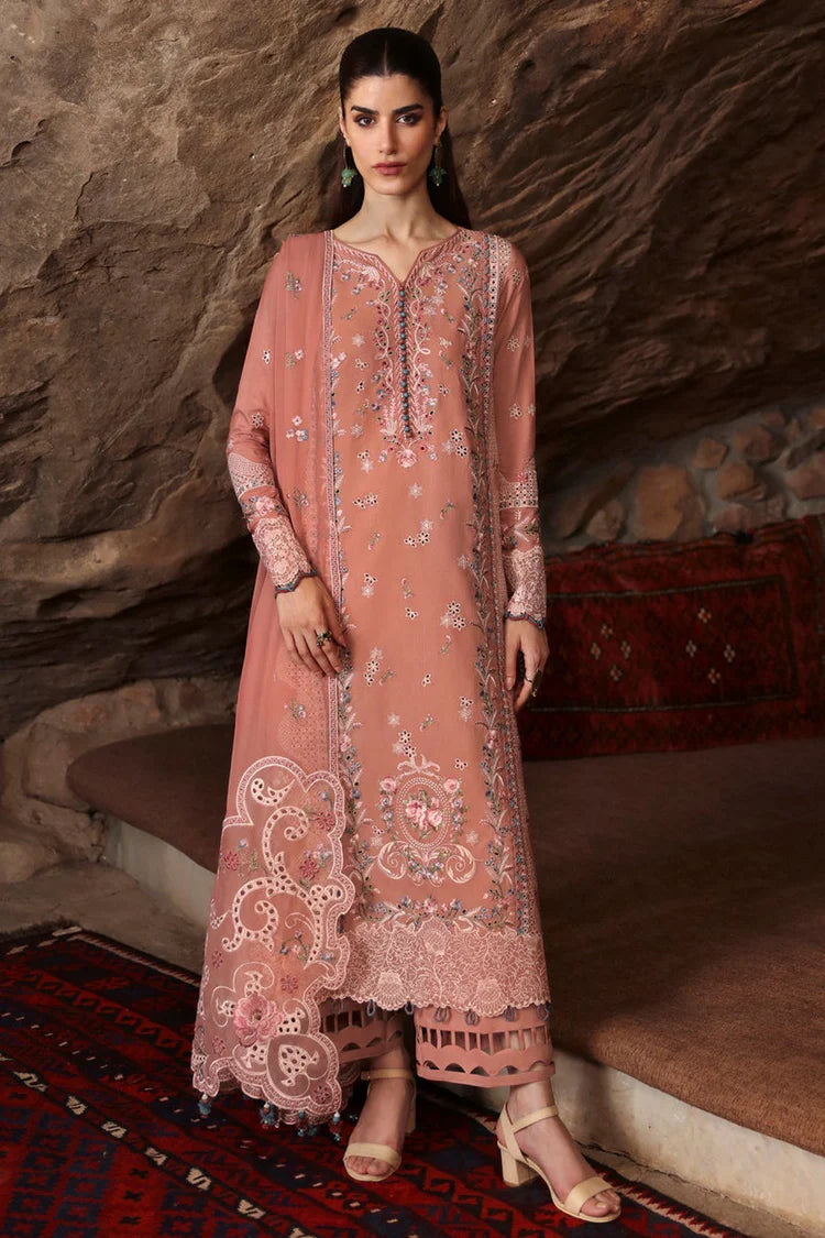 SUMMER-3PC LAWN EMBROIDERED SHIRT WITH KHAADI NET EMBROIDERED DUPATTA AND TROUSER-4754