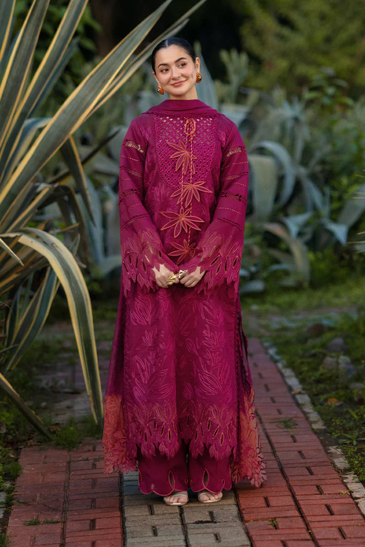WINTER-3PC DHANAK EMBROIDERED SHIRT WITH KHADDI NET EMB DUPATTA AND EMB TROUSER-5077