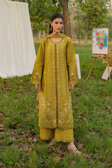 WINTER-3PC DHANAK EMBROIDERED SHIRT WITH WOOL PRINTED SHAWL AND TROUSER-5080