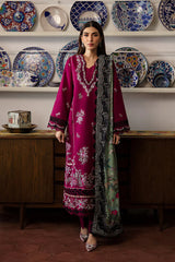 WINTER-3PC DHANAK SEQUENCE EMBROIDERED SHIRT WITH COURTRAI PRINTED SHAWL & DHANAK TOUSER-4209