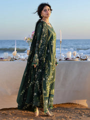 WINTER-3PC DHANAK CHIKANKAARI EMBROIDERED SHIRT WITH DHANAK EMBROIDERED SHAWL AND TROUSER-5259