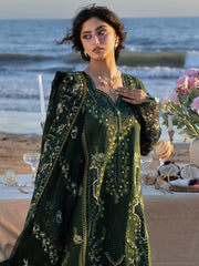 WINTER-3PC DHANAK CHIKANKAARI EMBROIDERED SHIRT WITH DHANAK EMBROIDERED SHAWL AND TROUSER-5259