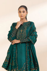 WINTER-3PC DHANAK EMBROIDERED SHIRT WITH DHANAK EMBROIDERED SHAWL AND TROUSER-4225