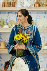 WINTER- 3PC DHANAK EMBROIDERED SHIRT WITH COUTRAI WOOL PRINT SHAWL & EMB TROUSER-4072