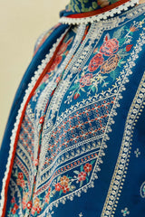 WINTER- 3PC DHANAK EMBROIDERED SHIRT WITH COUTRAI WOOL PRINT SHAWL & EMB TROUSER-4072