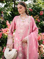 SUMMER-3PC LAWN LASER WORK EMBROIDERED SHIRT WITH KHAADI NET EMBROIDERED DUPATTA AND TROUSER-4747