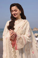 SUMMER-3PC LAWN CHIKANKARI EMBROIDERED SHIRT WITH KHADDI NET EMB DUPATTA AND TROUSER-4663