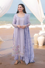WINTER-3PC DHANAK CHIKANKARI EMBROIDERED SHIRT WITH DHANAK EMB SHAWL AND TROUSER-5135