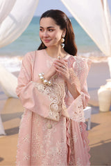 WINTER-3PC DHANAK EMBROIDERED SHIRT WITH KHAADI NET EMBROIDERED DUPATTA AND TROUSER _5125