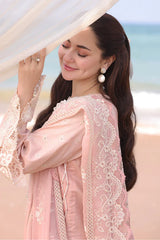 WINTER-3PC DHANAK EMBROIDERED SHIRT WITH KHAADI NET EMBROIDERED DUPATTA AND TROUSER _5125