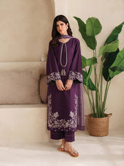 WINTER-3PC DHANAK EMBROIDERED SHIRT WITH COURTRAI PRINTED SHAWL AND TROUSER-4305
