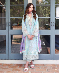 WINTER-3PC DHANAK CHIKAN EMBROIDERED SHIRT WITH COUTRAI PRINTED SHAWL AND TROUSER-5082
