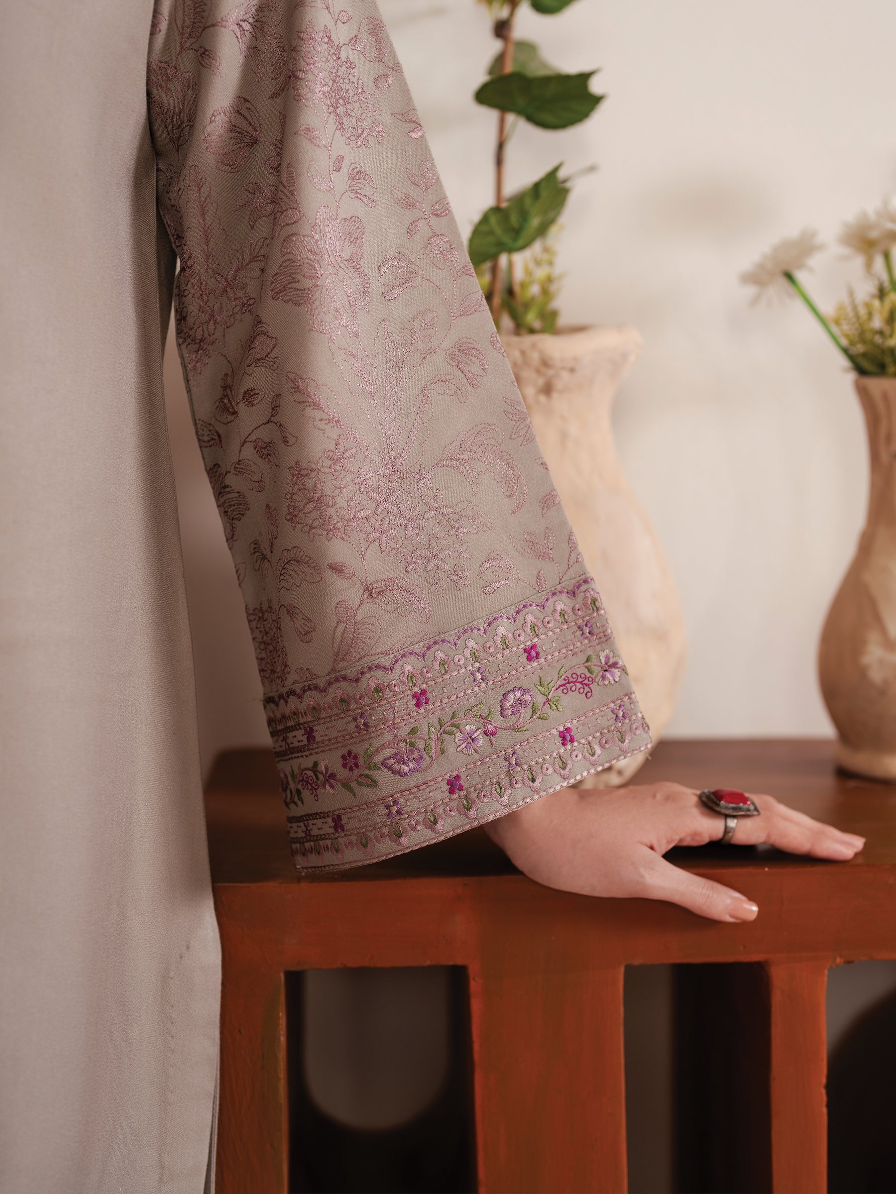 SUMMER-3PC LAWN EMBROIDERED SHIRT WITH MONARK PRINT DUPATTA AND TROUSER-3538
